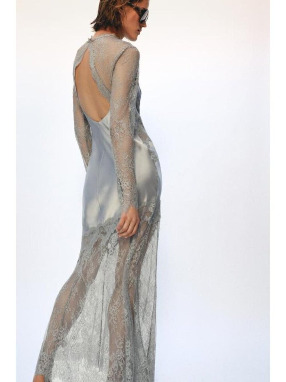 ZARA ZW COLLECTION SATIN EFFECT LACE DRESS - Picture 4 of 7